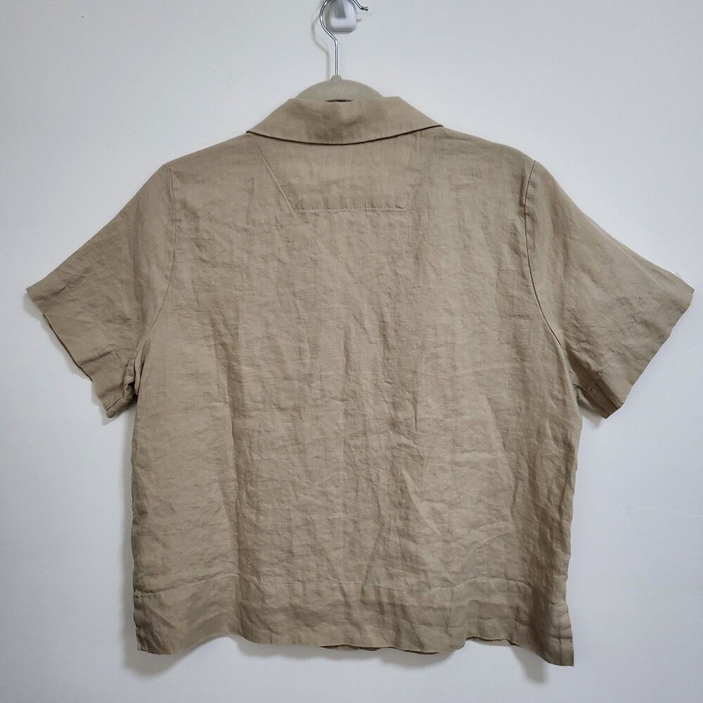 QUINCE 100% European Linen Top Womens S Driftwood Tan Short Sleeve Flax Resort - Picture 3 of 7